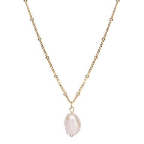 Halssmykke Shellperle 925 Forgylt Sølv