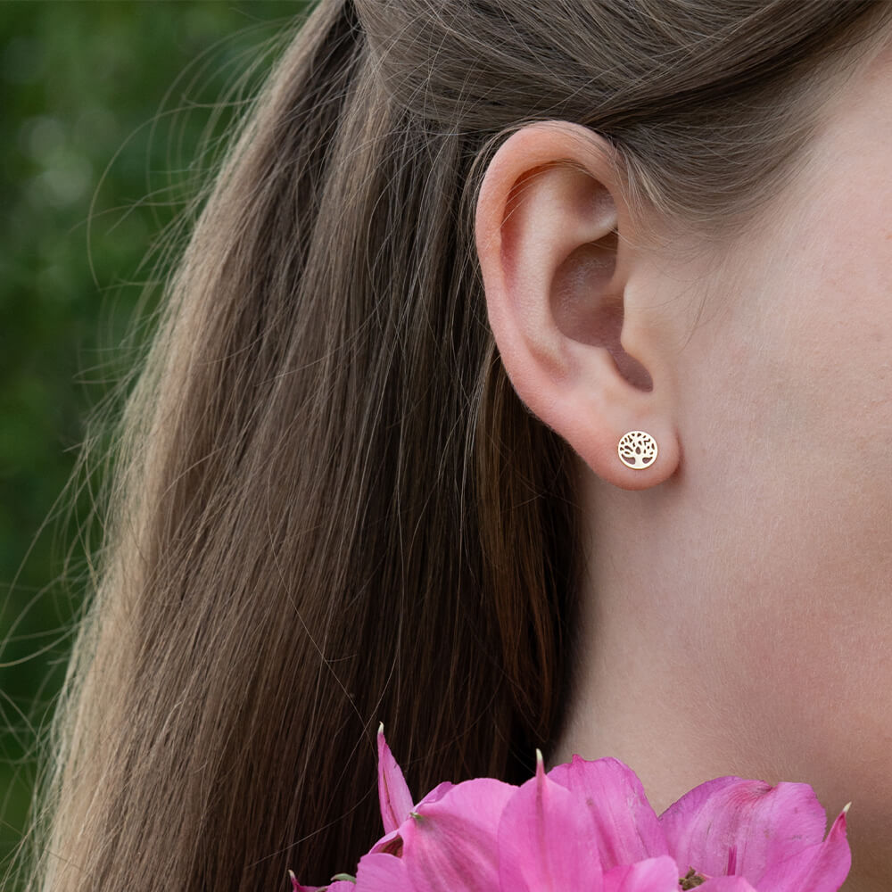 Øredobber Livets Tre 375 Gult Gull