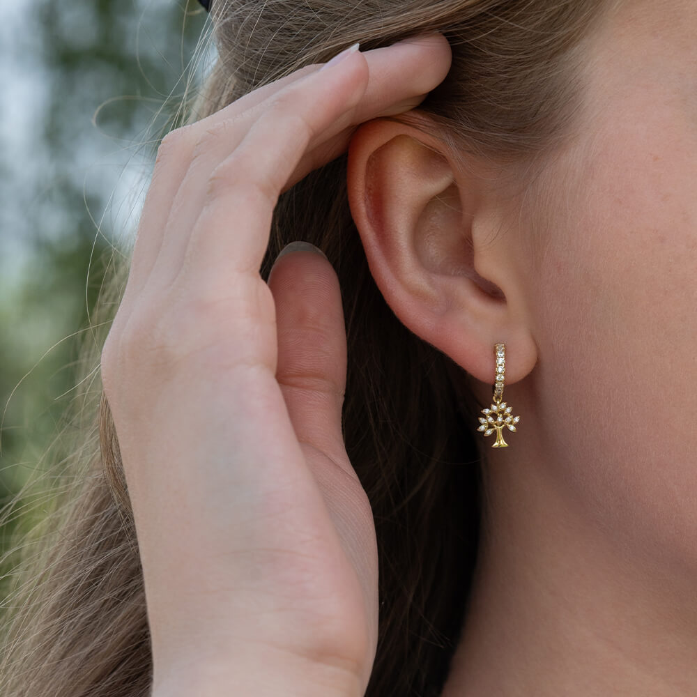 Øreringer Livets Tre 925 Forgylt Sølv