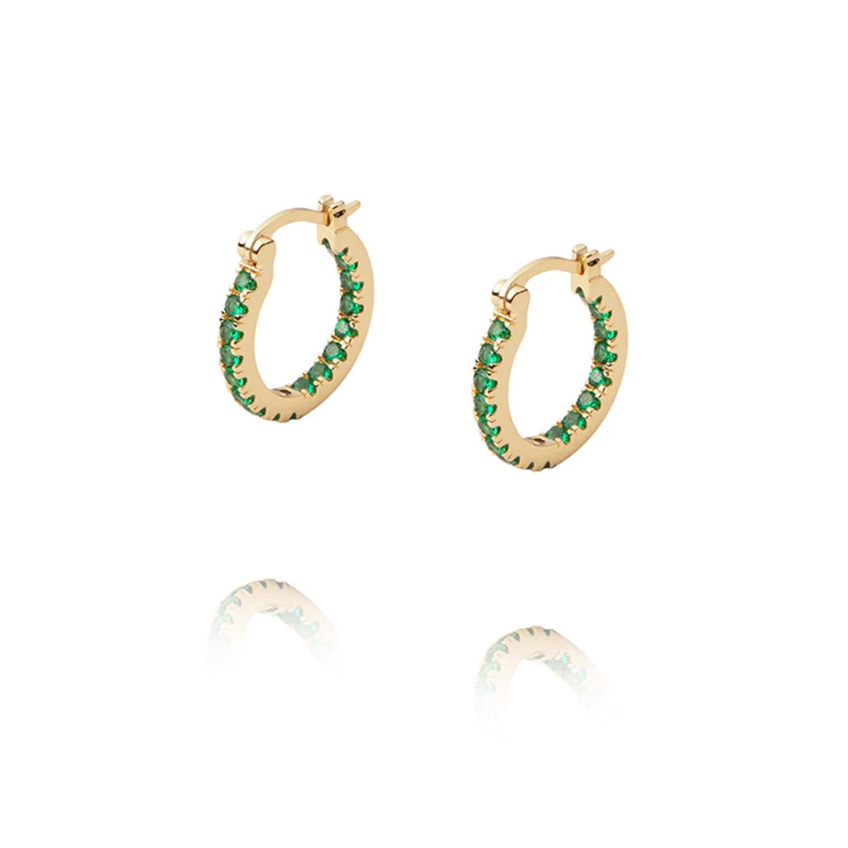 Lunar Øreringer Forgylt Grønn 18 mm