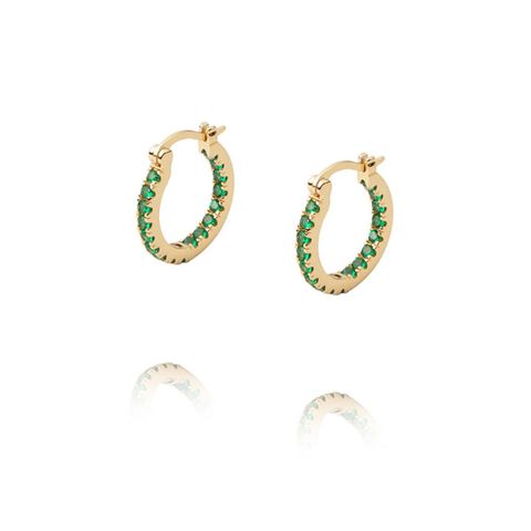 Lunar Øreringer Forgylt Grønn 18 mm