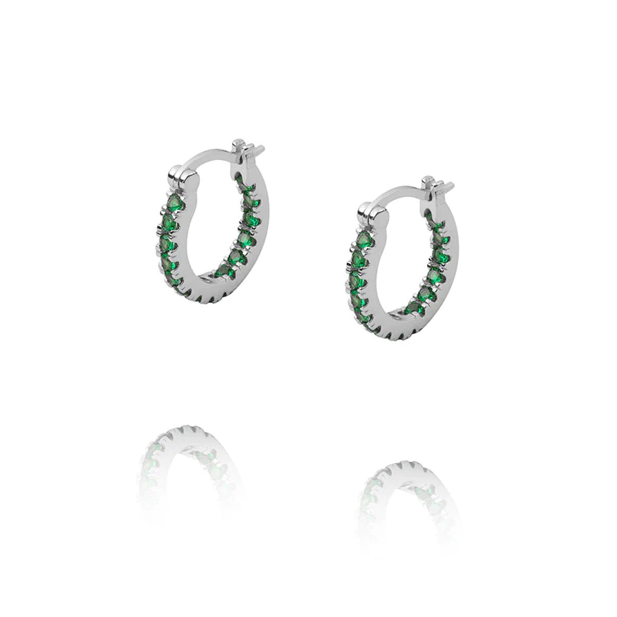 Lunar Øreringer Sølv Grønn 16 mm