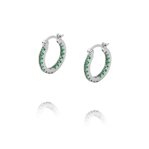 Lunar Øreringer Sølv Grønn 18 mm
