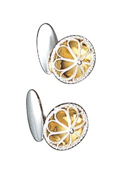 mansj.knappar, hvit/forgylt