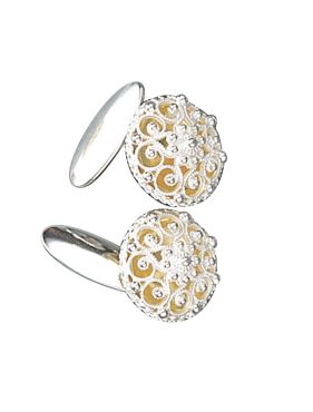 mansj.knappar, hvit/forgylt