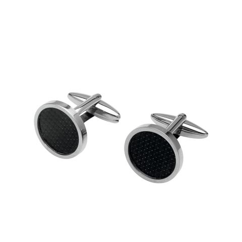 Mansjettknapper Rund Sort Stål