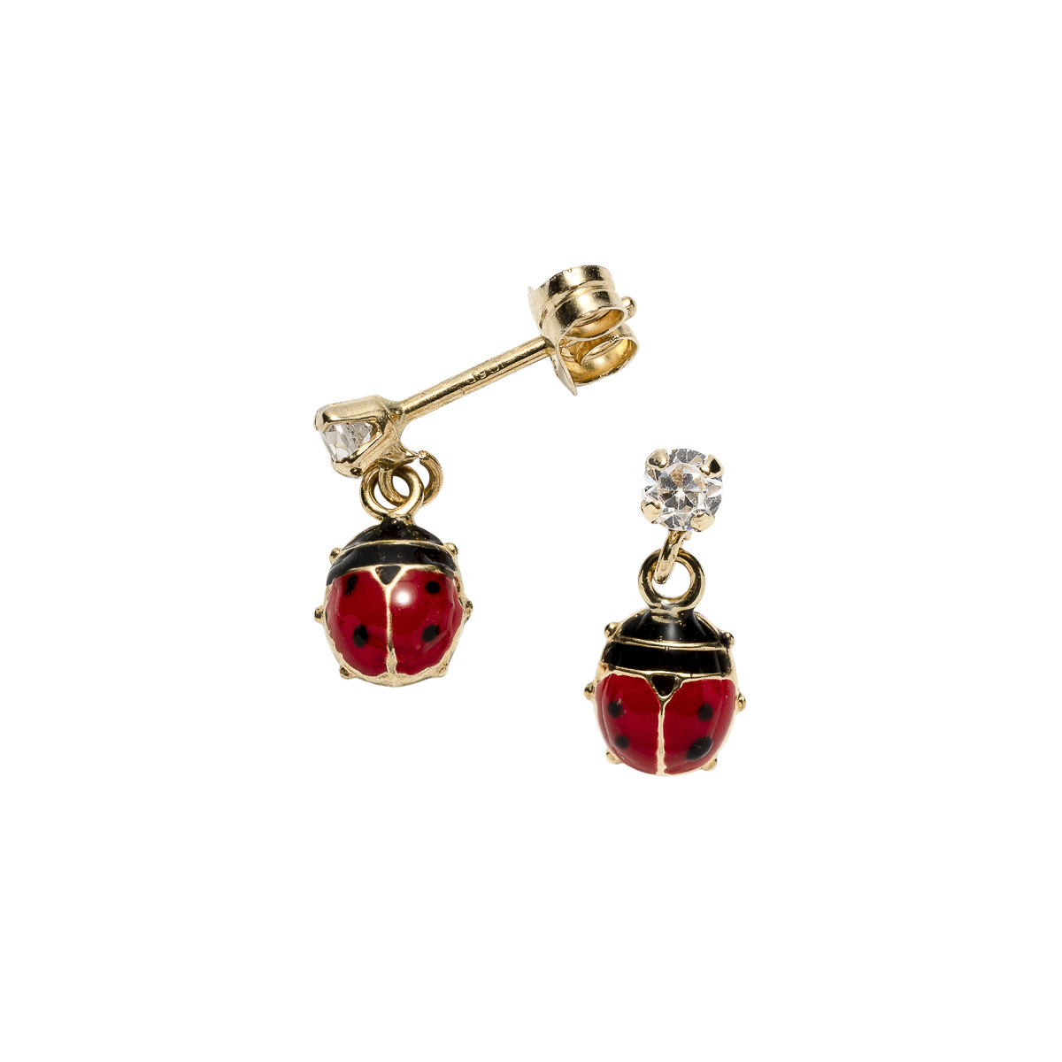 Øredobber Marihøne 375 Gult Gull 