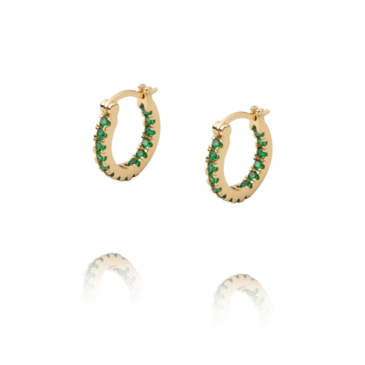 Lunar Øreringer Forgylt Grønn 16 mm