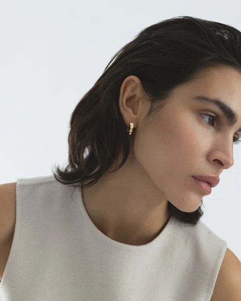 Wavy Bolded Øreringer Gullfarget Stål 16 mm