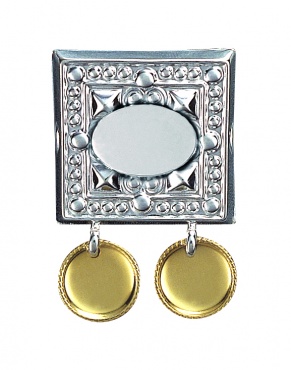 navnestål, hvit m.forgylte lau