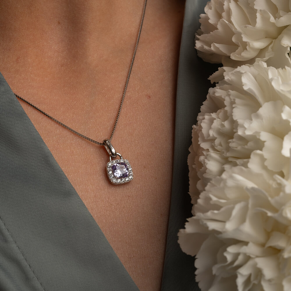 Halssmykke 925 Sølv Lilla