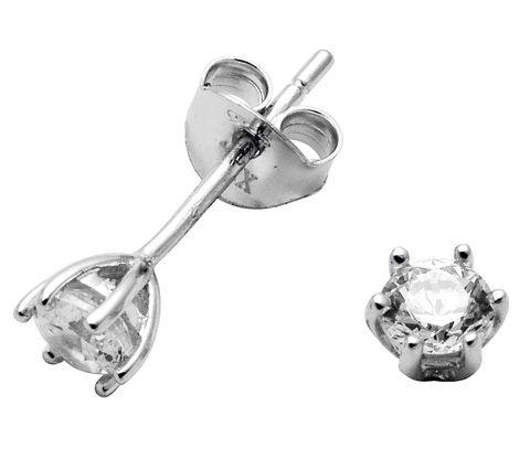 Øredobber Enstens 4 mm Sølv