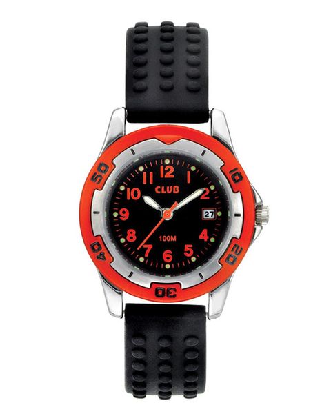 Barneklokke Sort/Oransje Silikonrem