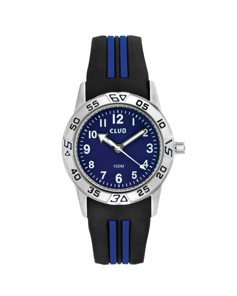 Barneklokke Striper Blå/Sort 