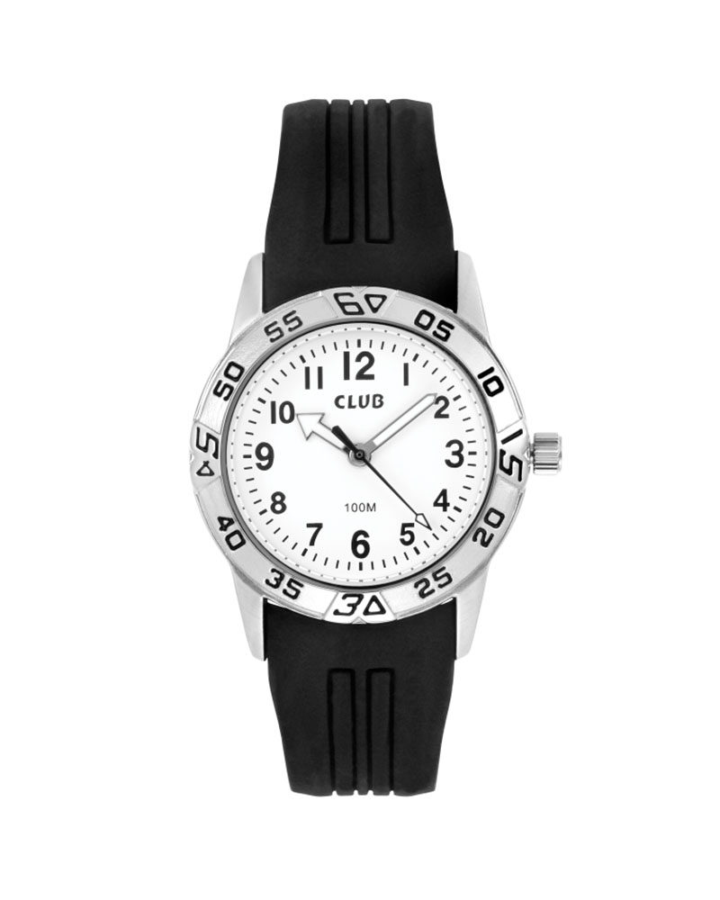 Barneklokke Striper Sort/Hvit 