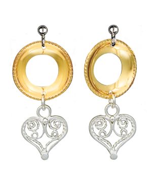 Øredobber Hvitt Forgylt Sølv