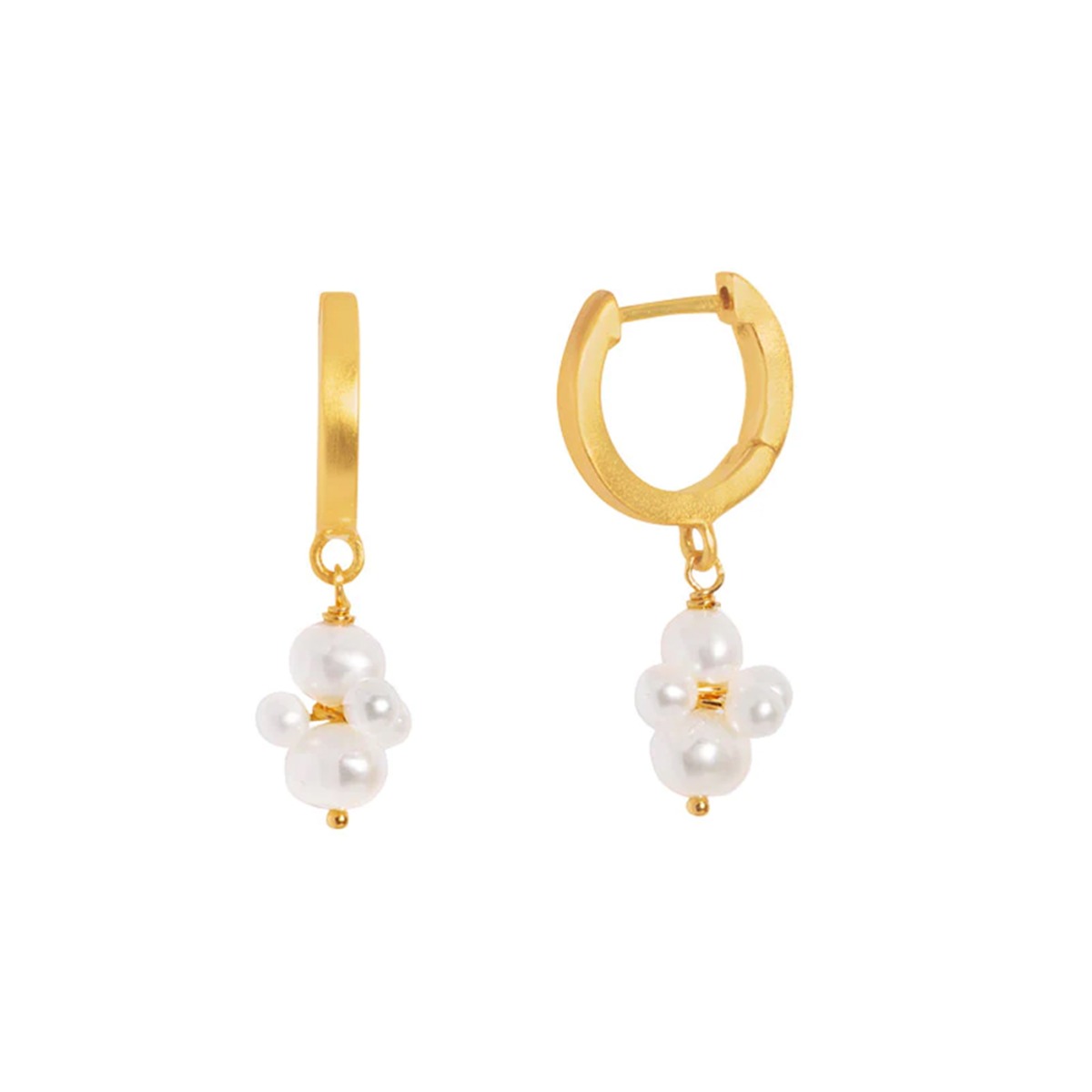 Pearl Cluster Øreringer 925 Forgylt Sølv