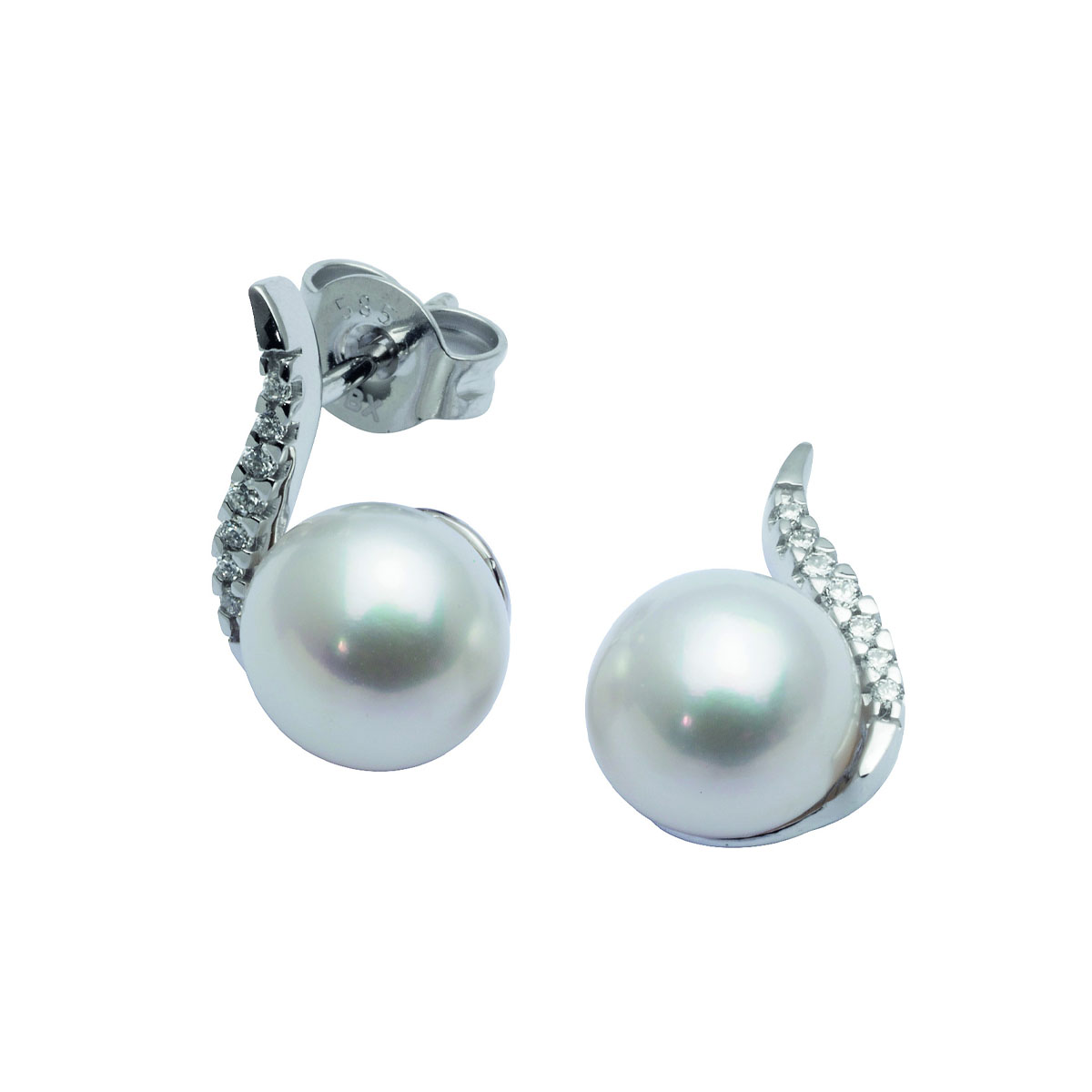 Øredobber Perle Hvitt Gull 