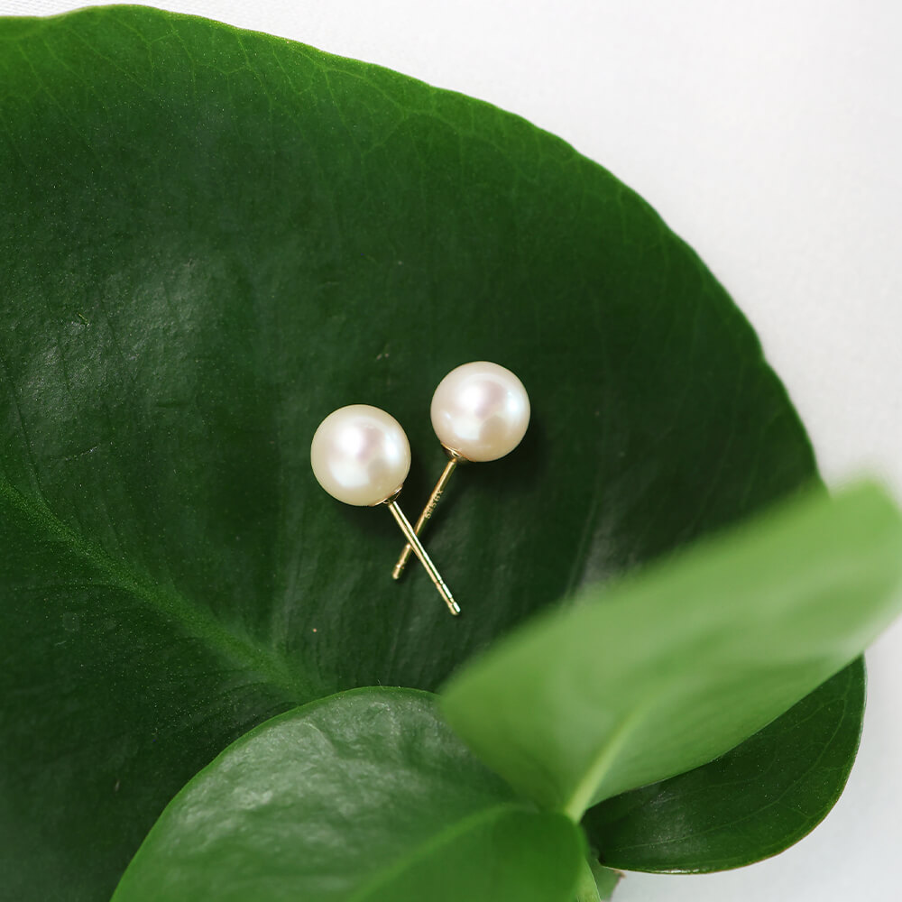 Øredobber Ferskvannsperle 585 Gult Gull