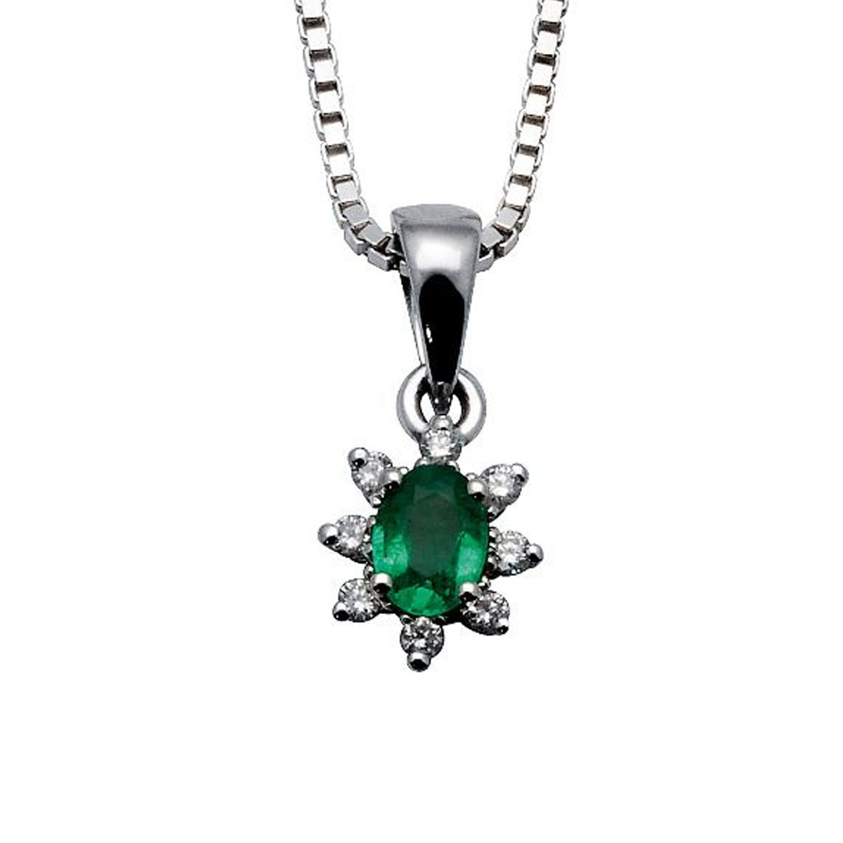 Rosett Smykke Smaragd Hvitt Gull 