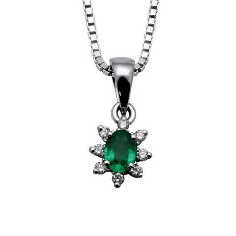 Rosett Smykke Smaragd Hvitt Gull