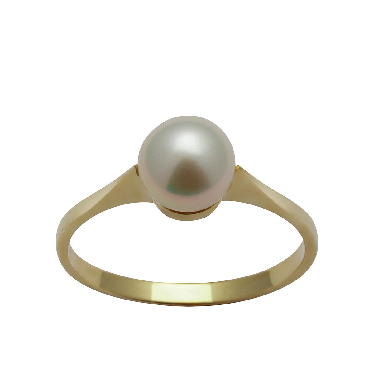 Ring Ferskvannsperle 375 Gult Gull