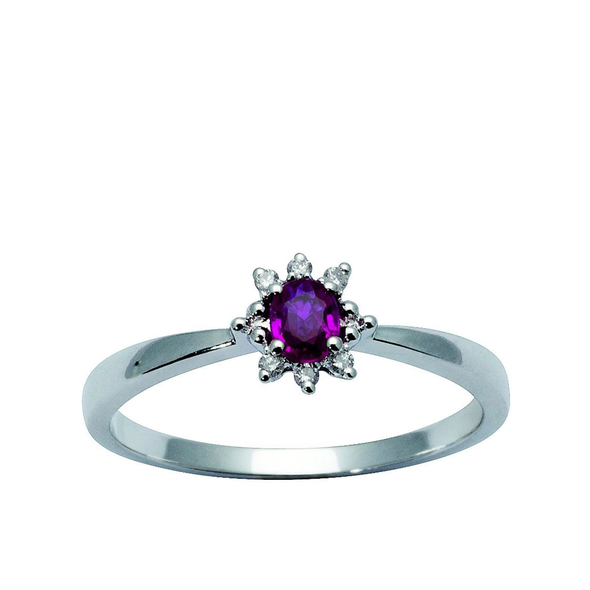 Rosettring 375 Hvitt Gull 0,035 ct.