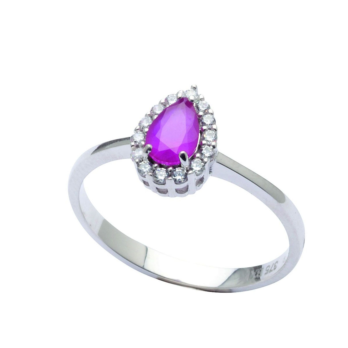 Rosettring 375 Hvitt Gull 