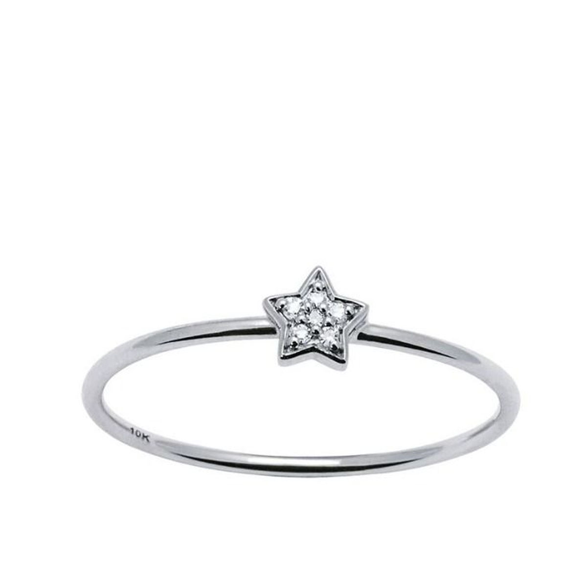 Diamantring Stjerne 375 Hvitt Gull 0,0033 ct.