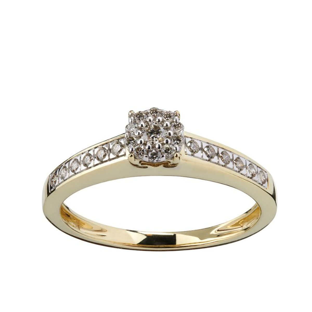 Diamantring 375 Gult Gull 0,17 ct.