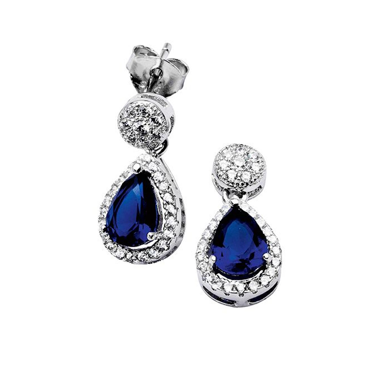 Øredobber Rosett Blå Sølv