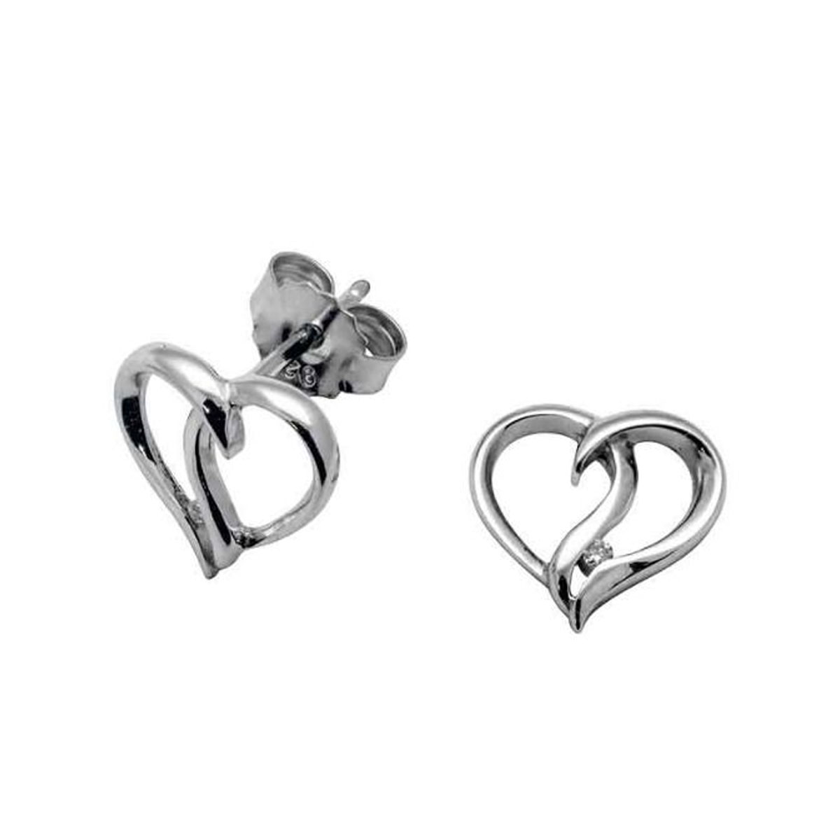 Øredobber Hjerte Sølv Diamanter