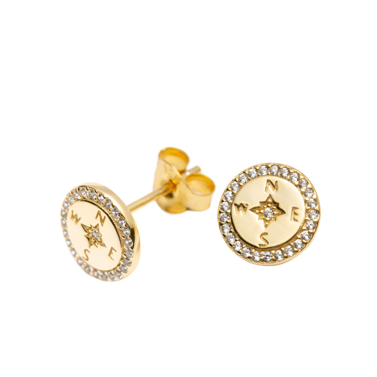 Øredobber Kompass Gullforgylt Sølv