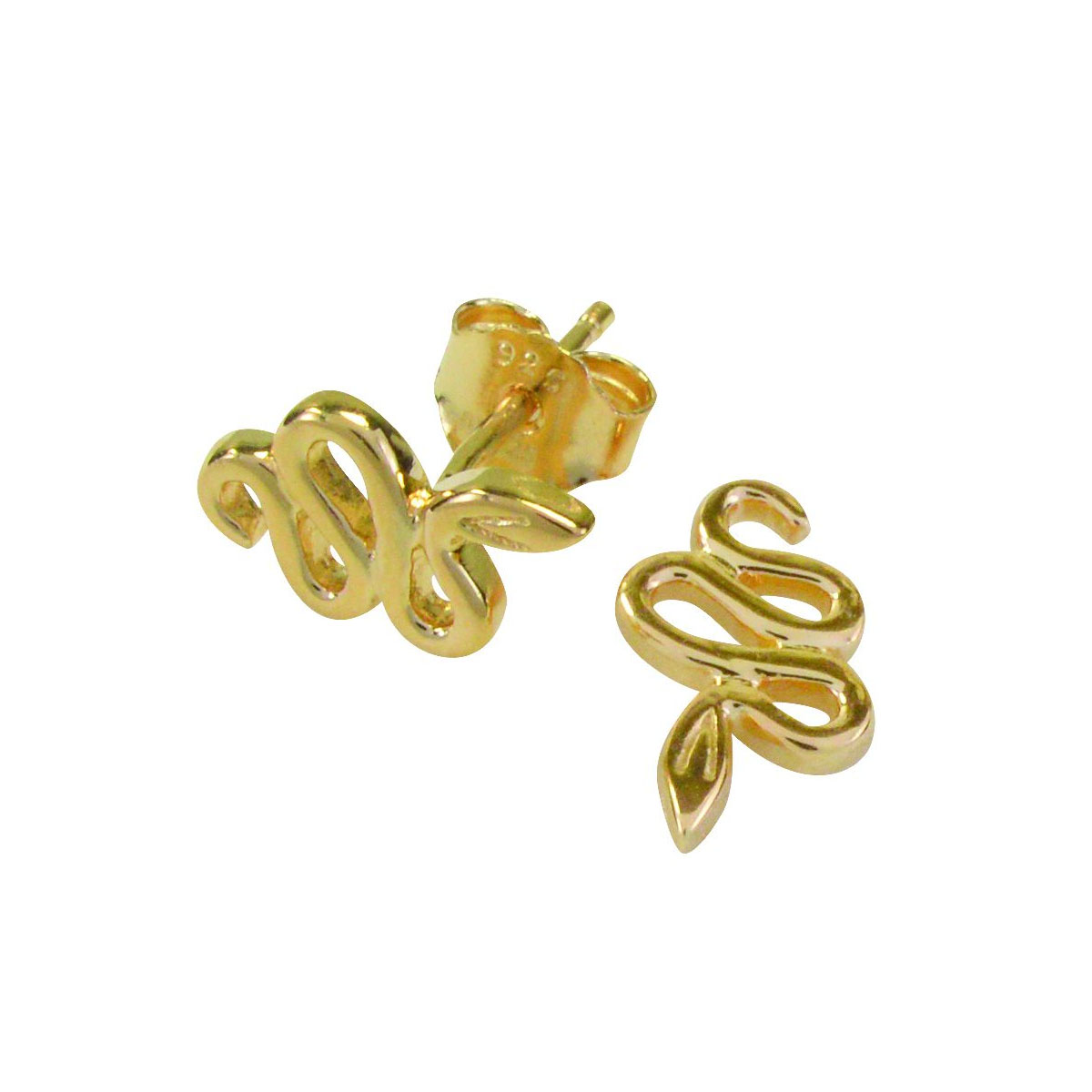 Øredobber Slange Gullforgylt Sølv 