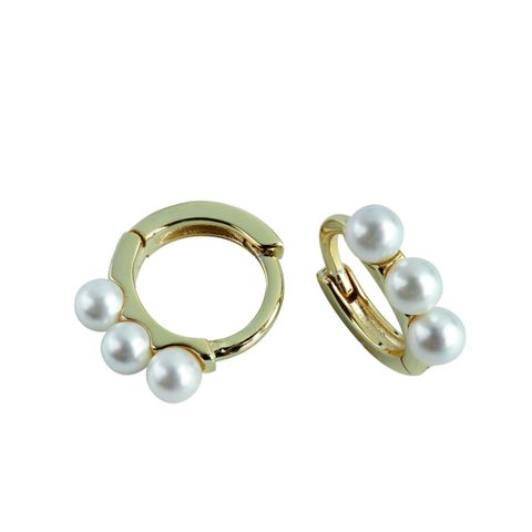 Øreringer Perler 925 Forgylt Sølv