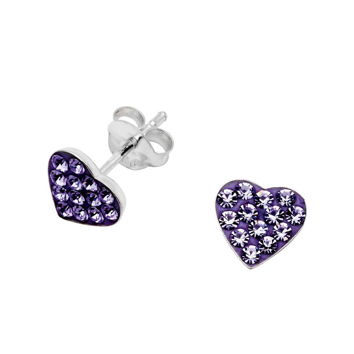 Øredobber Hjerte Lilla Sølv