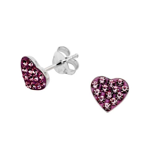 Øredobber Hjerte Rosa Sølv
