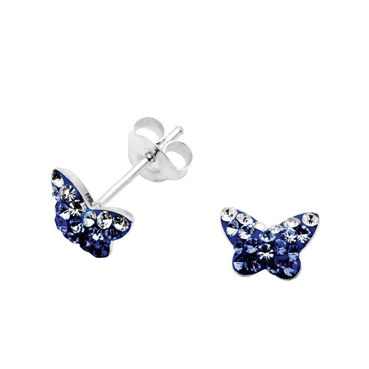Øredobber Sommerfugl Blå Sølv 
