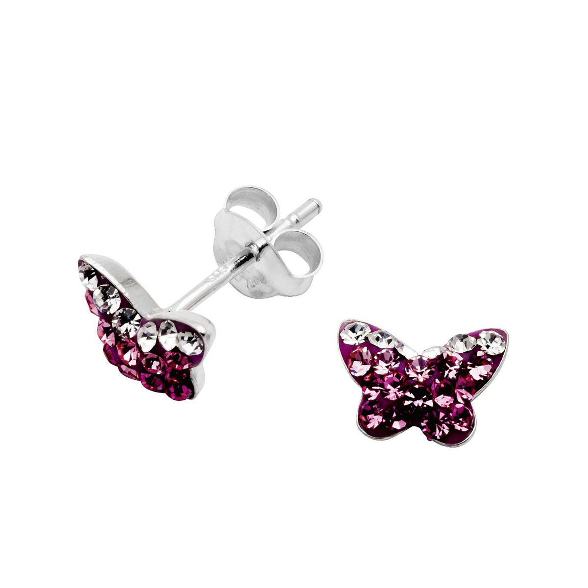Øredobber Sommerfugl Rosa Sølv 