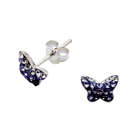 Øredobber Sommerfugl Lilla Sølv