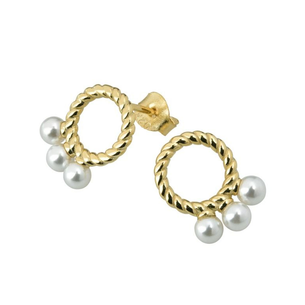 Øredobber Sirkel Perle Sølv