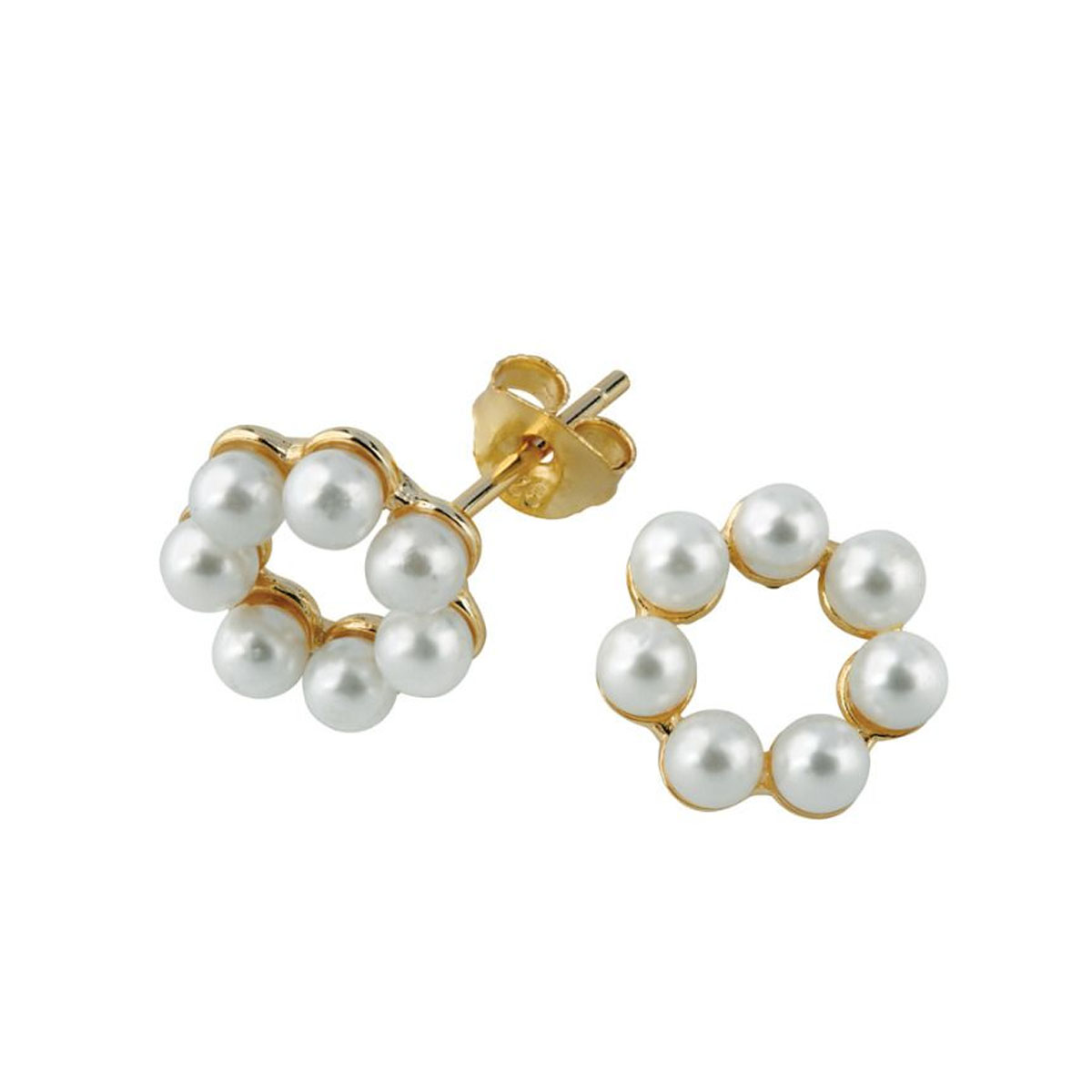 Øredobber Sirkel Perler Gullforgylt Sølv 