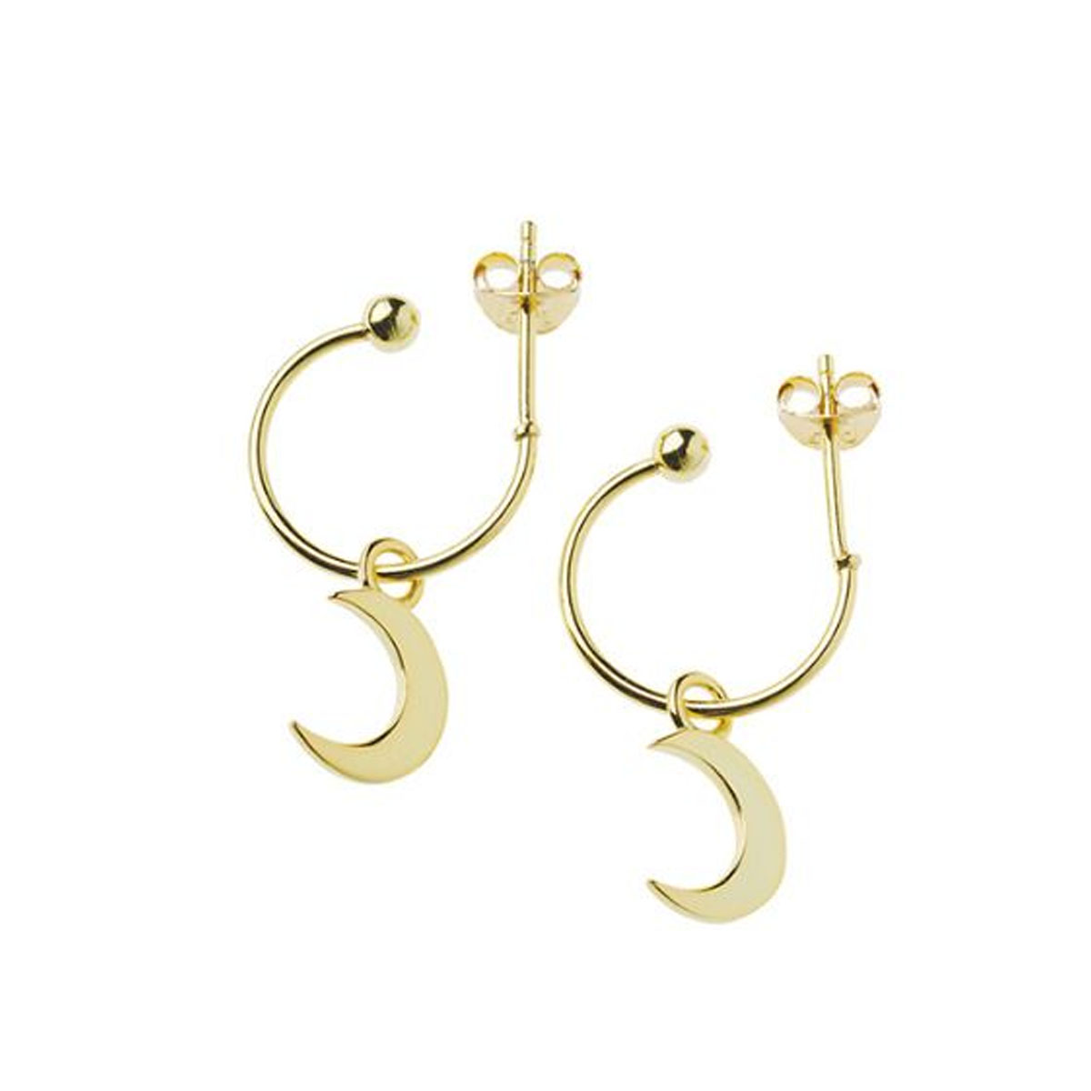 Øreringer Måne 925 Forgylt Sølv