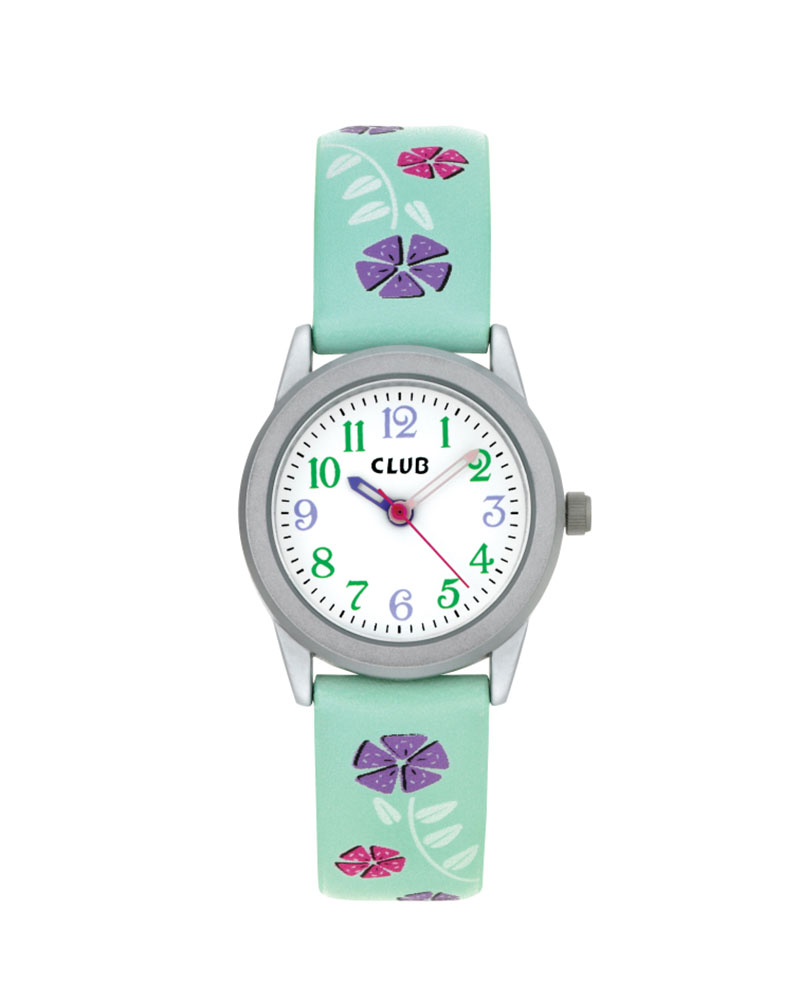 Barneklokke Grønn Blomster Ø25,5mm