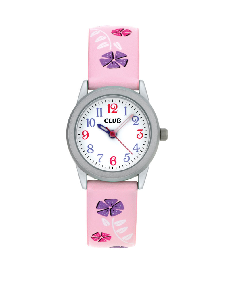 Barneklokke Rosa Blomster Ø25,5mm 