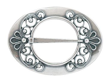 sjalsfeste, brosje, oksidert