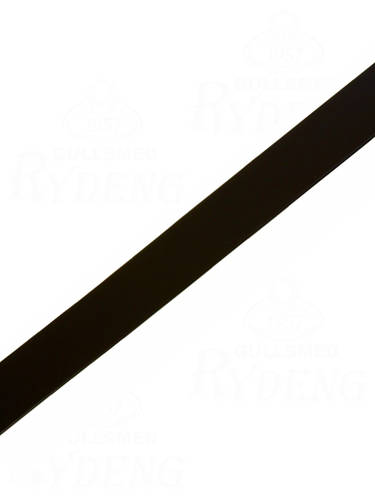 Sort glatt lærrem uten spenne, beregnet for bunadsbelte eller annet tradisjonelt sølvbelteutstyr.