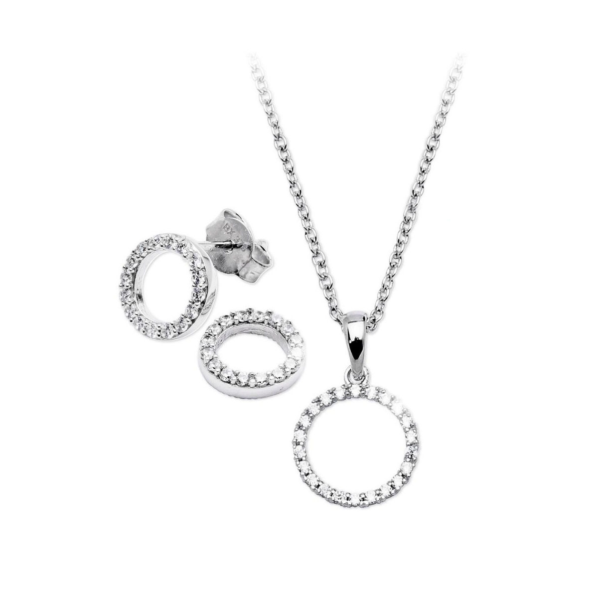 Smykkesett Sirkel Hvitt Gull