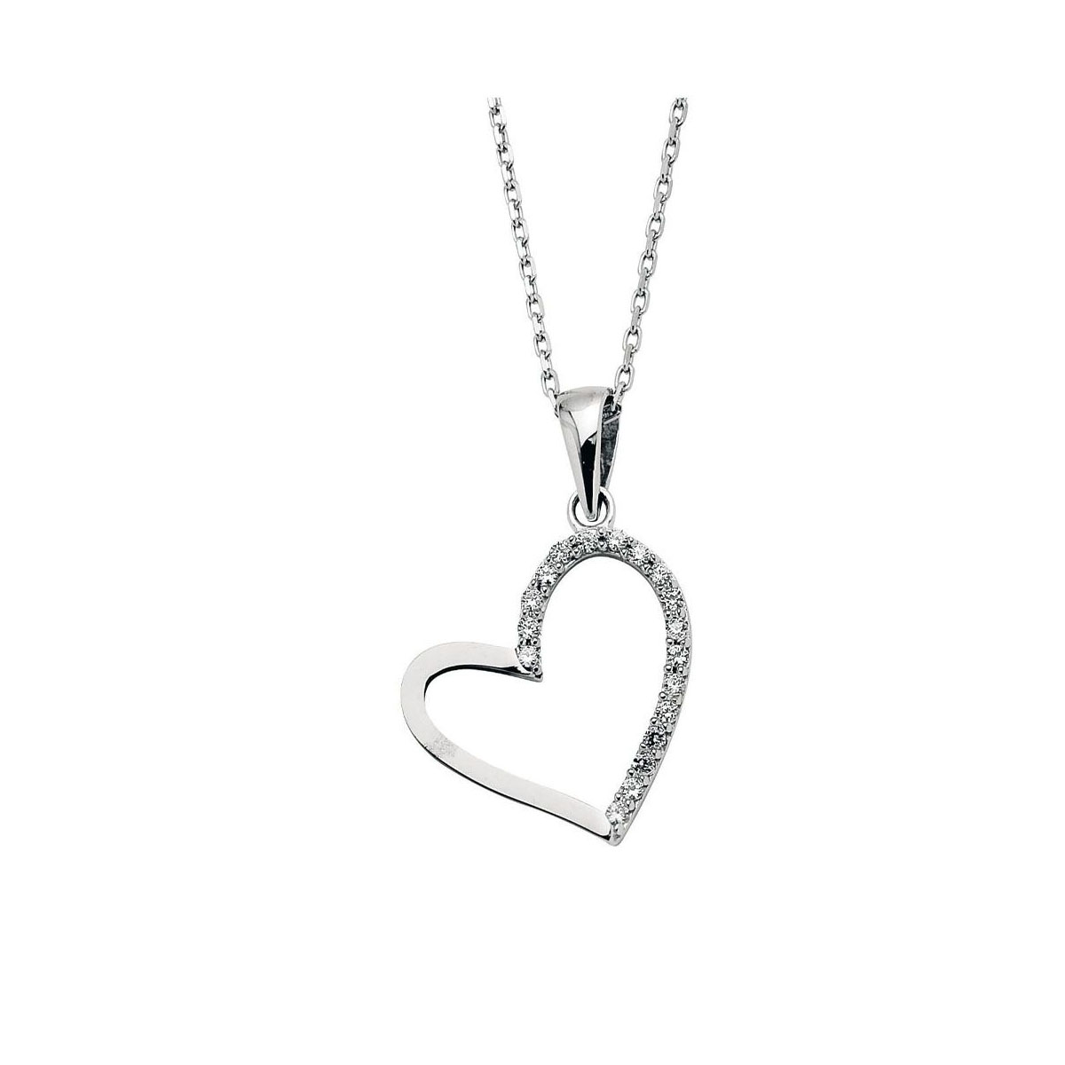 Smykke Hjerte Hvitt Gull 