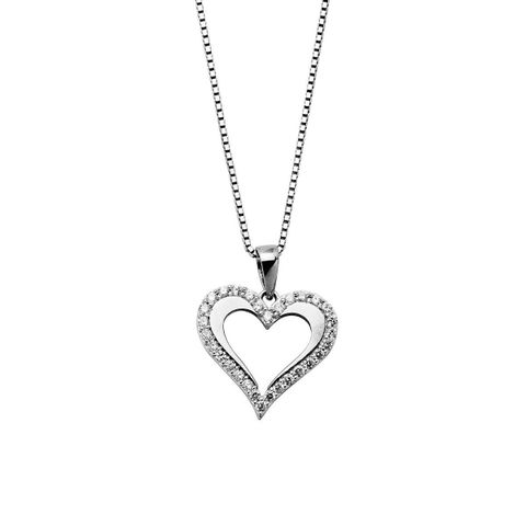 Halssmykke Hjerte 585 Hvitt Gull